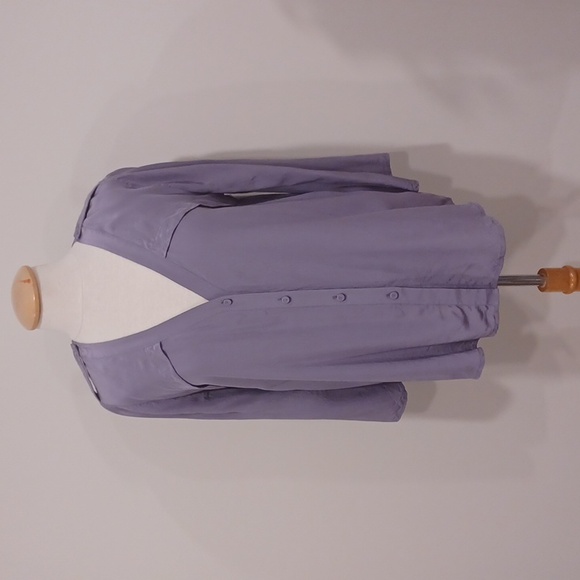 BCBG Frosted Plum "Drew" Silk  Relaxed Fit Blouse- Sz. Sm - Picture 2 of 10